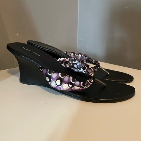 Maurices Wedge Black Sandals with soft purple straps Size 10 - Picture 3 of 10